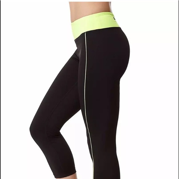 Central Park Womens Leggings Black Green Capri M - Picture 1 of 4